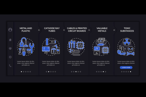 Designing Sustainable Tech Narratives with E-trash Elements Onboarding Vector