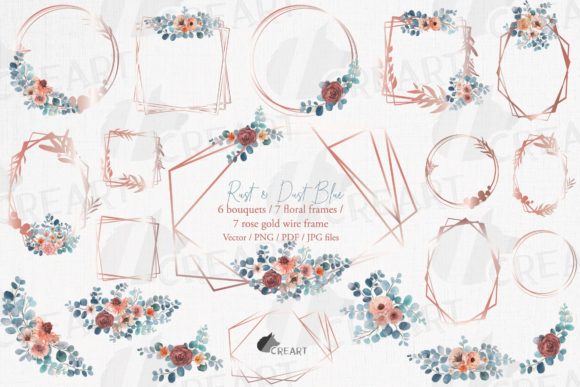 Elevate Designs with Rust and Dust Blue Florals