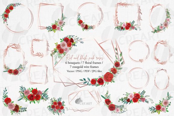Elevate Your Wedding Design with Blush Red Roses Bridal Flower Frames
