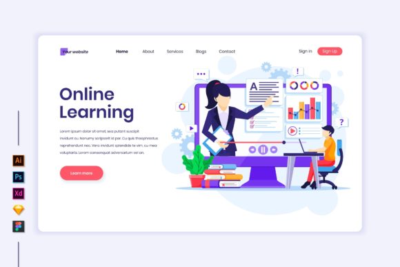 Elevating Digital Education with Online Learning Flat Illustration