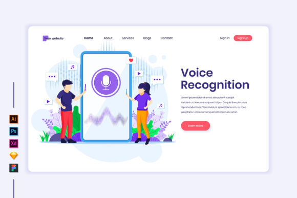Elevating Digital Interfaces with Voice Recognition Flat Illustration