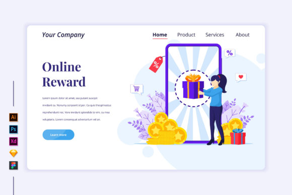 Enhancing Digital Engagement with Online Reward Flat Illustration