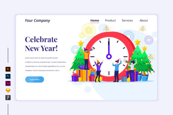 Integrating the Celebrate New Year Flat Illustration into Professional Design Workflows
